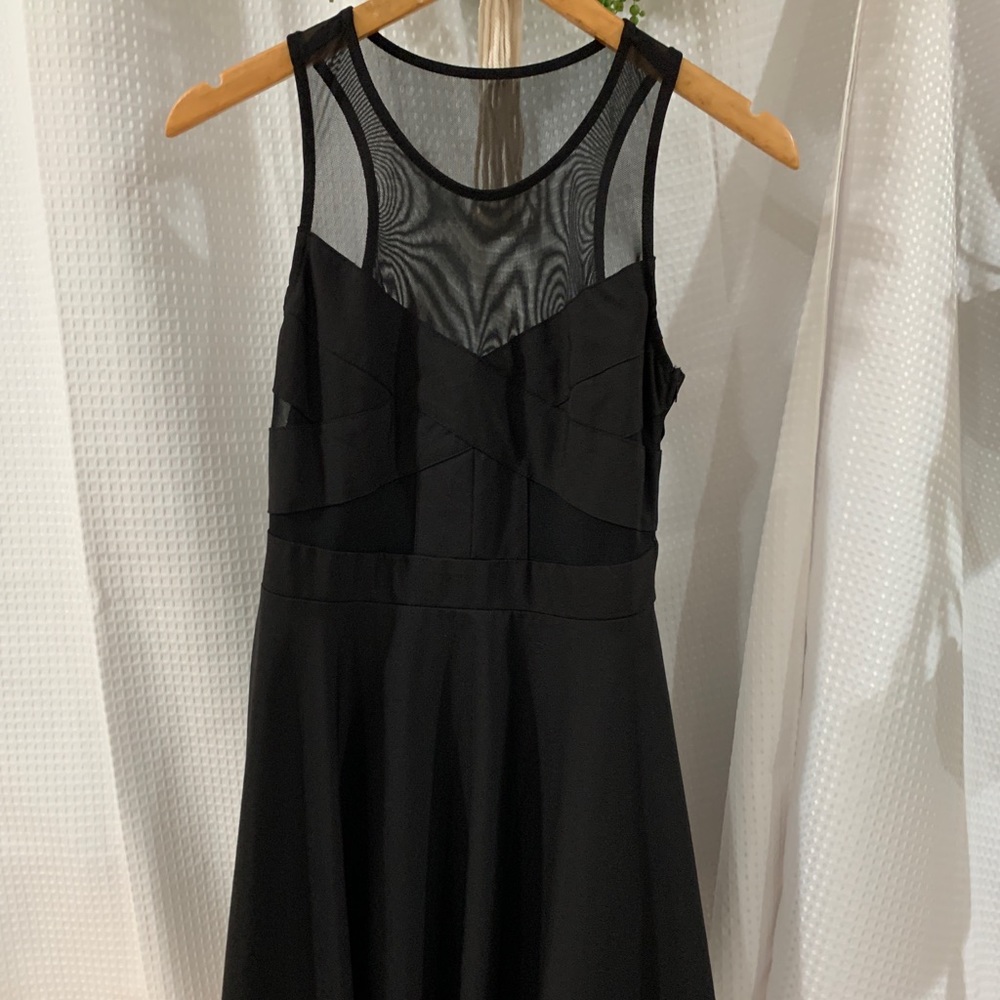 Mesh Paneled fit n flare Dress